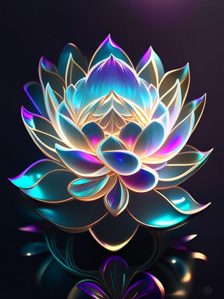 Lotus Flower, Buddhist Symbol Holographic 3