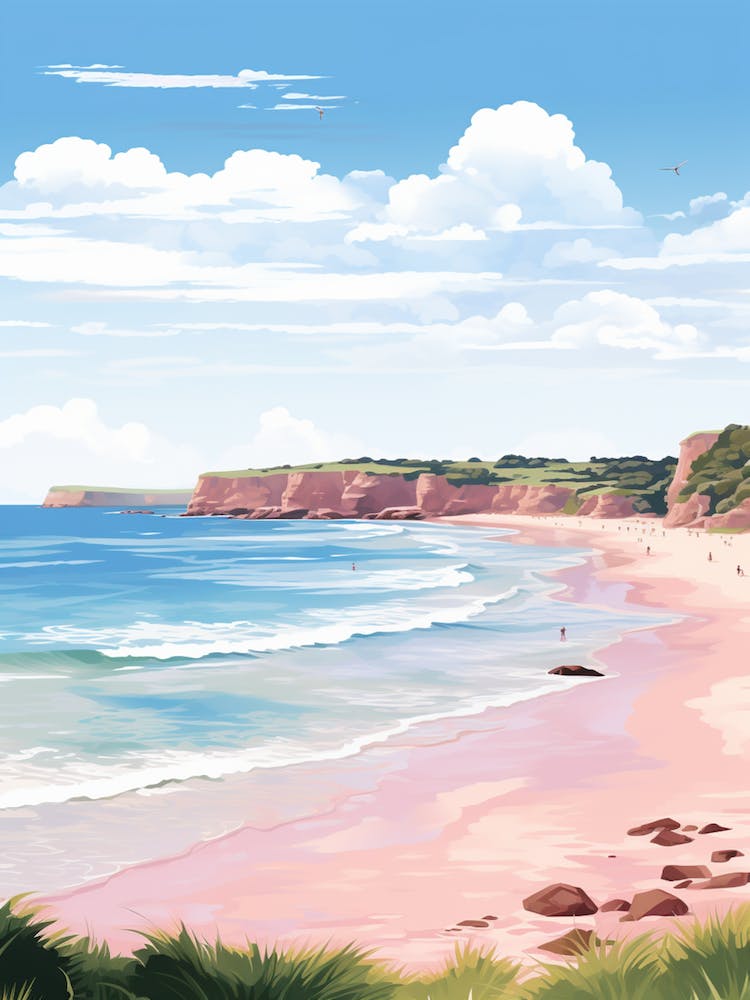 An Illustration In Pink Tones Of  Gracetown Beach Australia 4