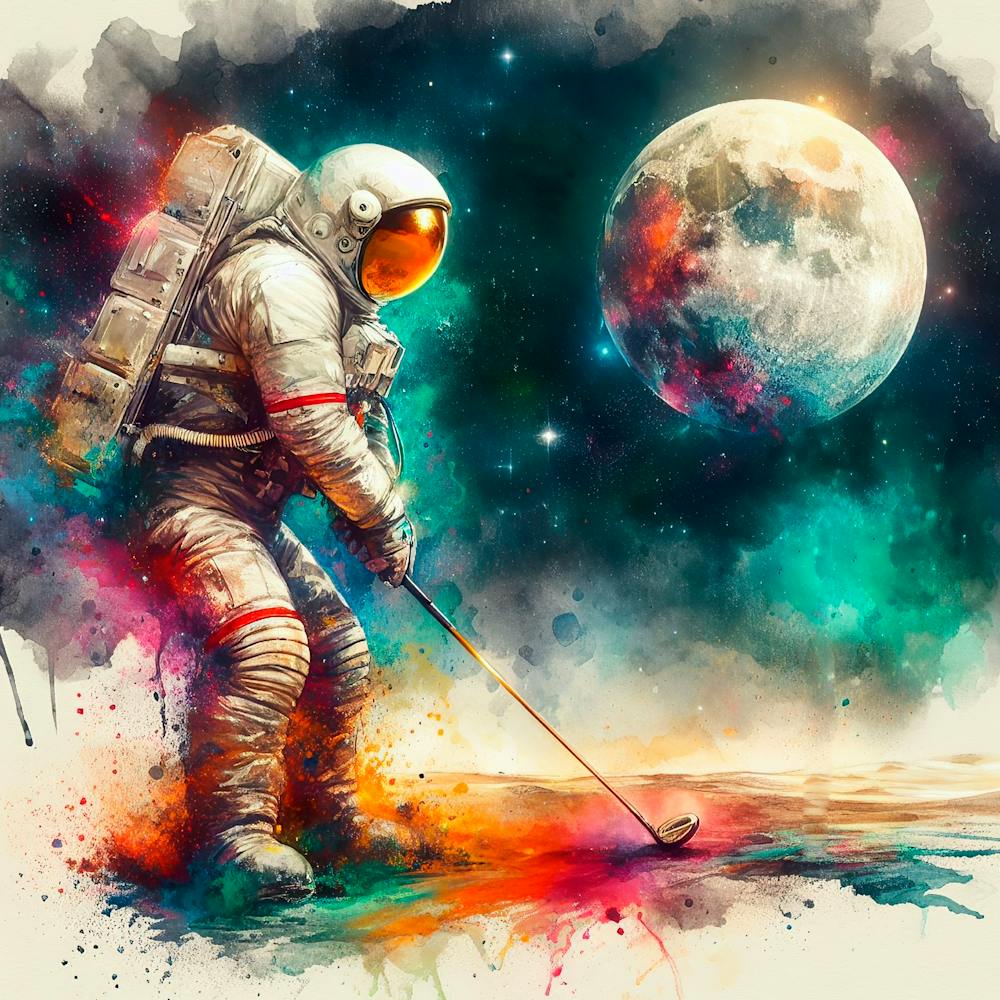 Golfer On The Moon