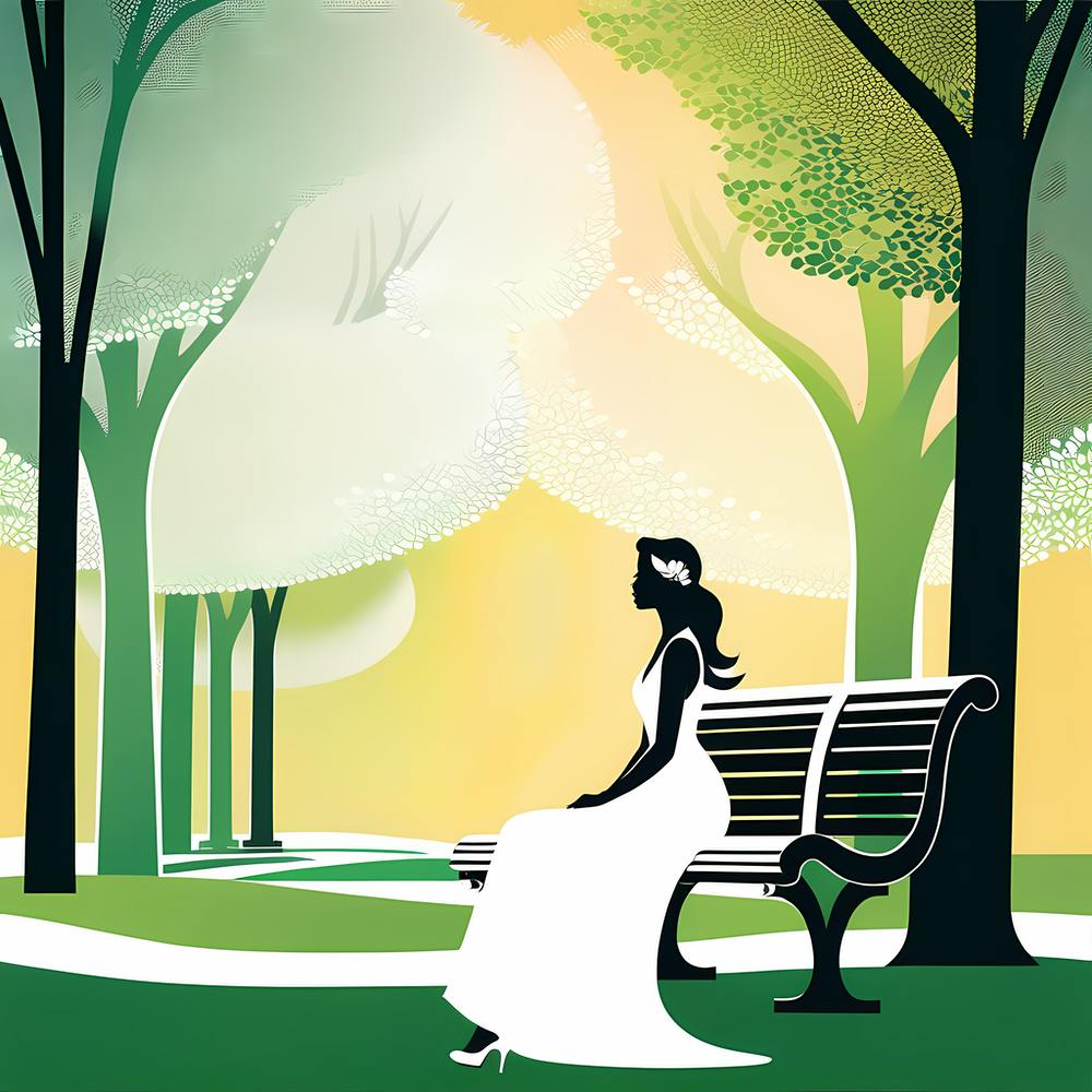 Woman Sitting On Park Bench 06 Vector art
