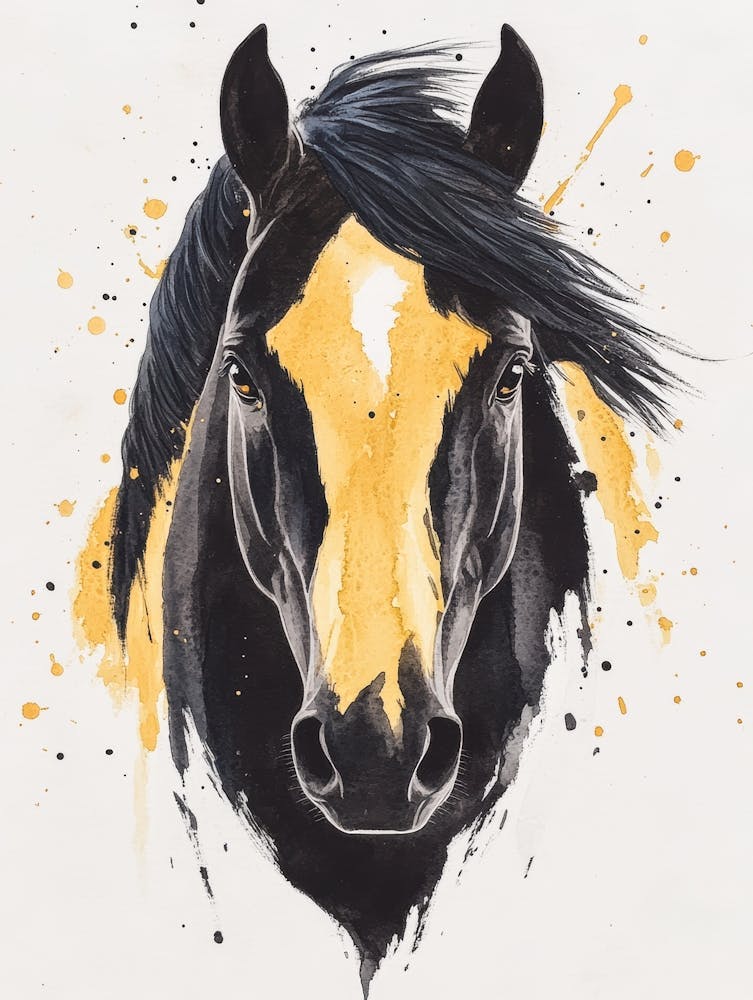 Black And Yellow Horse 1
