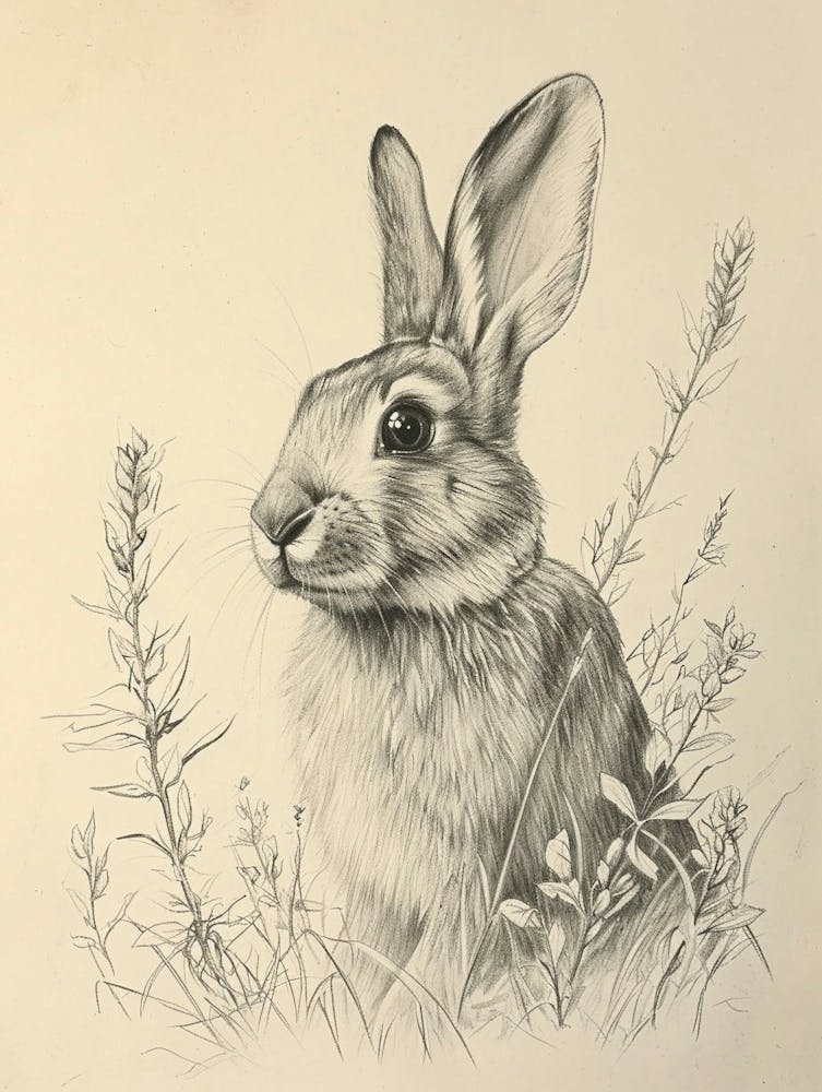 English Silver Rabbit Drawing 4