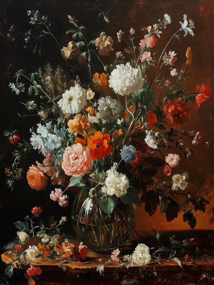 Baroque Floral Still Life Everlasting Flowers 1
