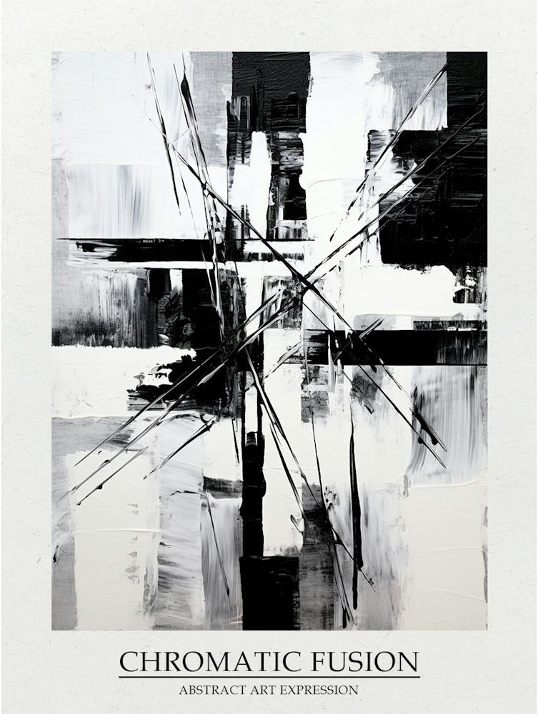 Chromatic Fusion Abstract Black And White 8 Poster