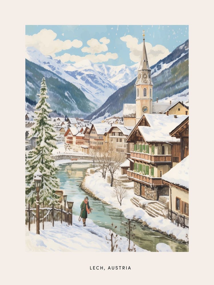 Vintage Winter Poster Lech Austria 6