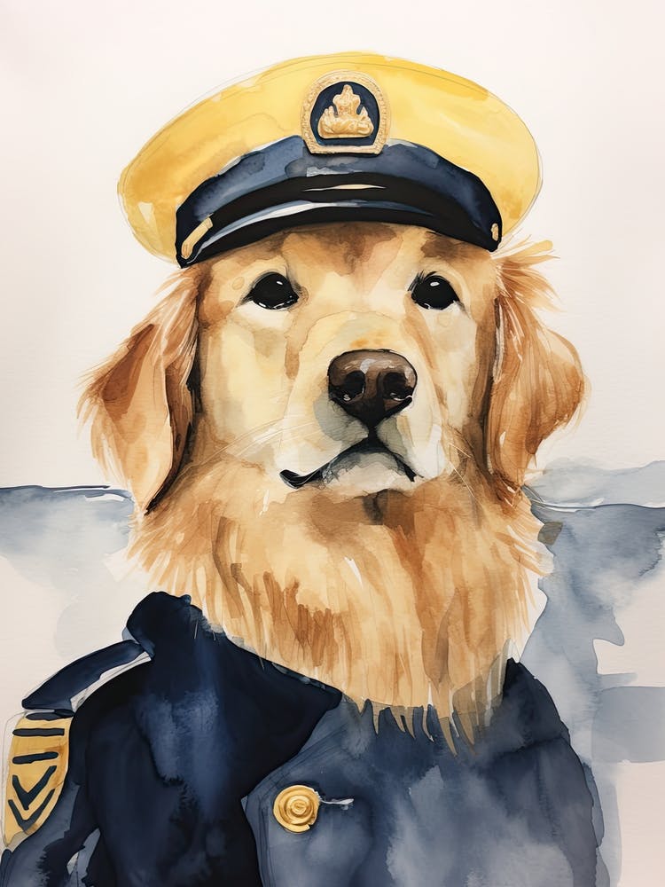 Golden Retriever In Uniform