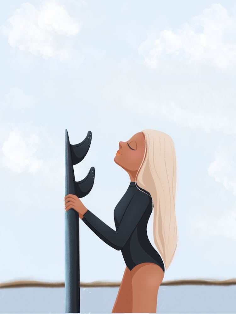 Surf Girl With Background