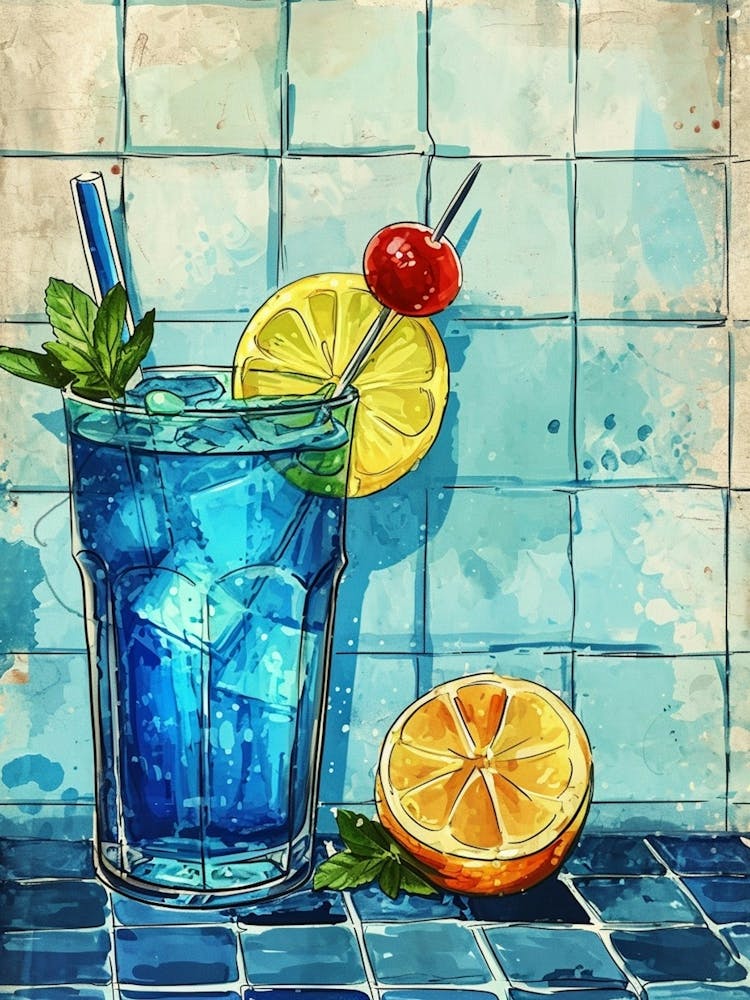 Blue Lagoon Watercolour  2