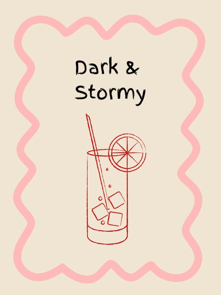 Dark & Stormy Doodle Poster Pink & Red