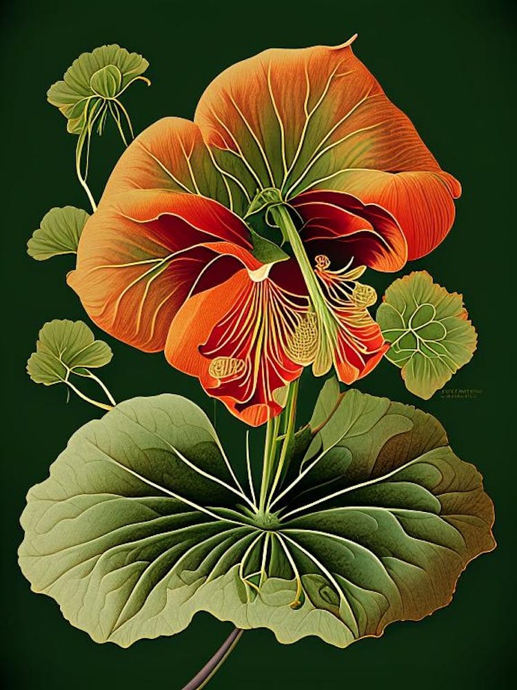 Nasturtium Herb Vintage Botanical