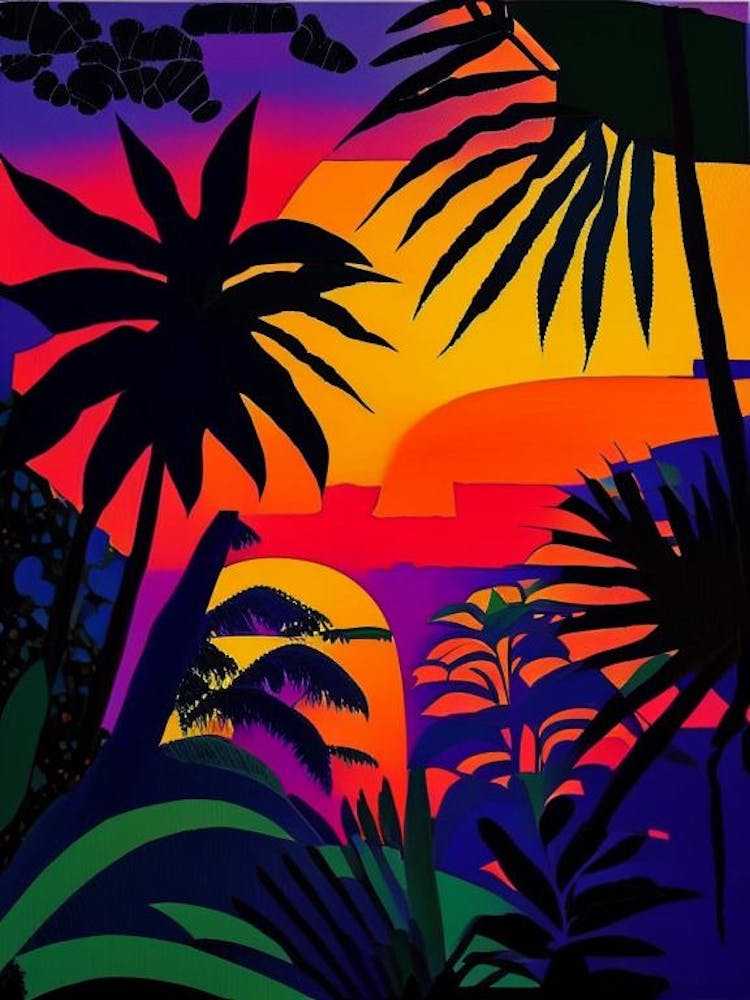 Tropical Plants Abstract Sunset 2