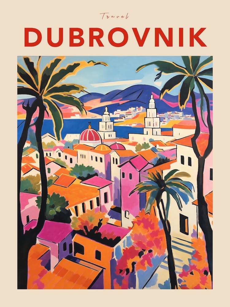Dubrovnik Kroatien 3 Fauvistisches Reiseposter