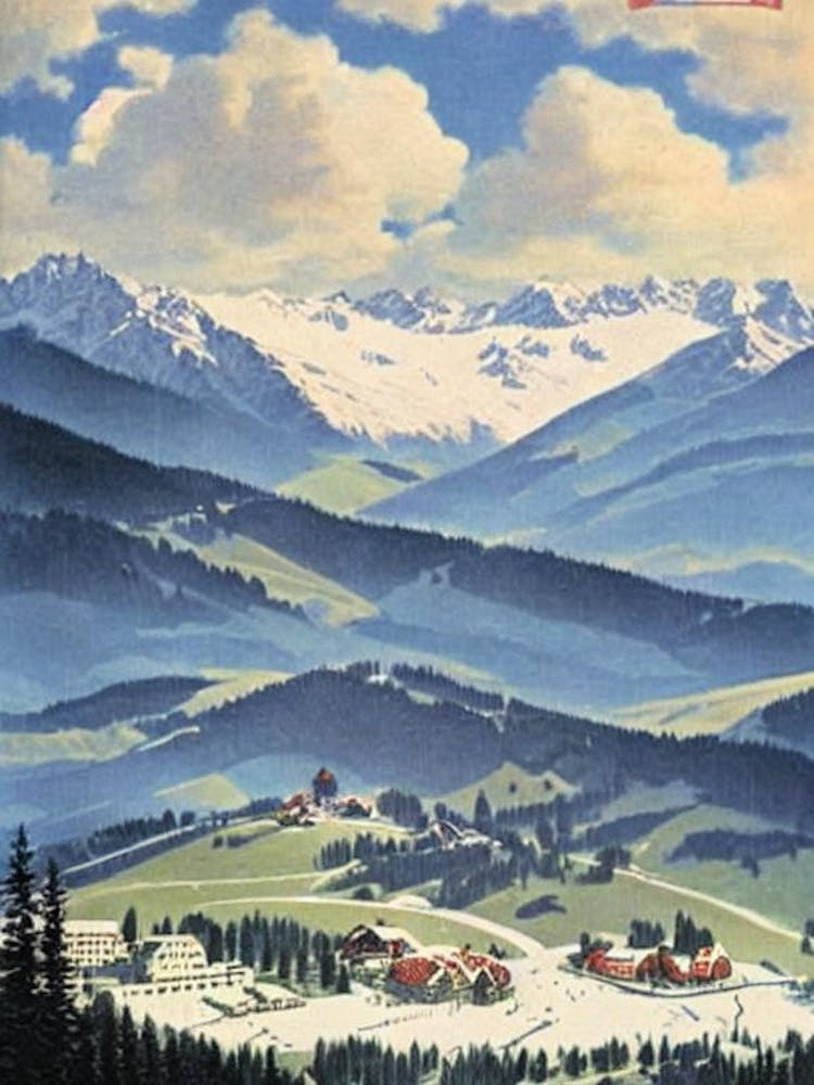 Skiwelt Wilder Kaiser Brixental, Austria Ski Resort Vintage Landscape 2 Skiing Poster