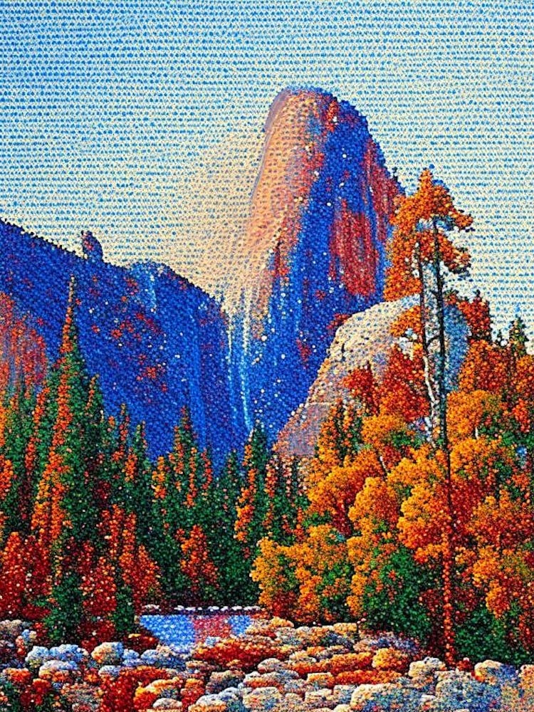 Yosemite National Park United States Of America Pointillism