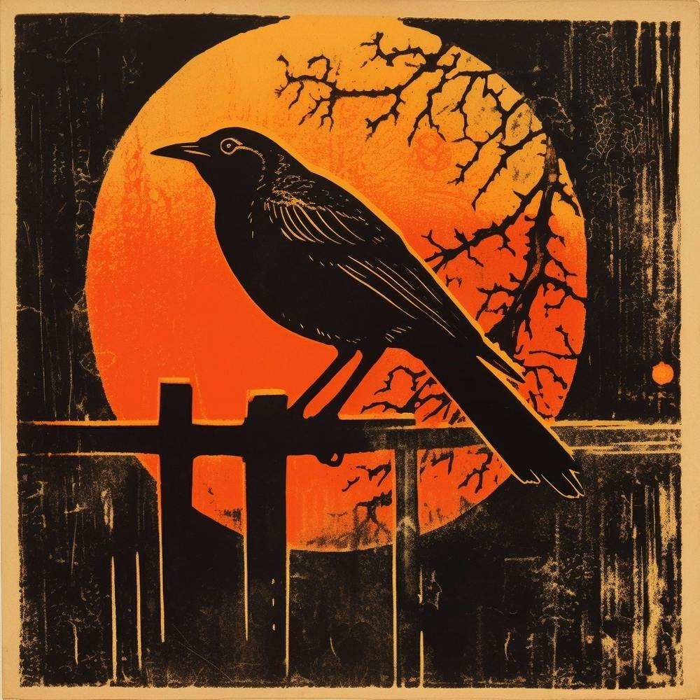 Retro Bird Lithograph Robin 5