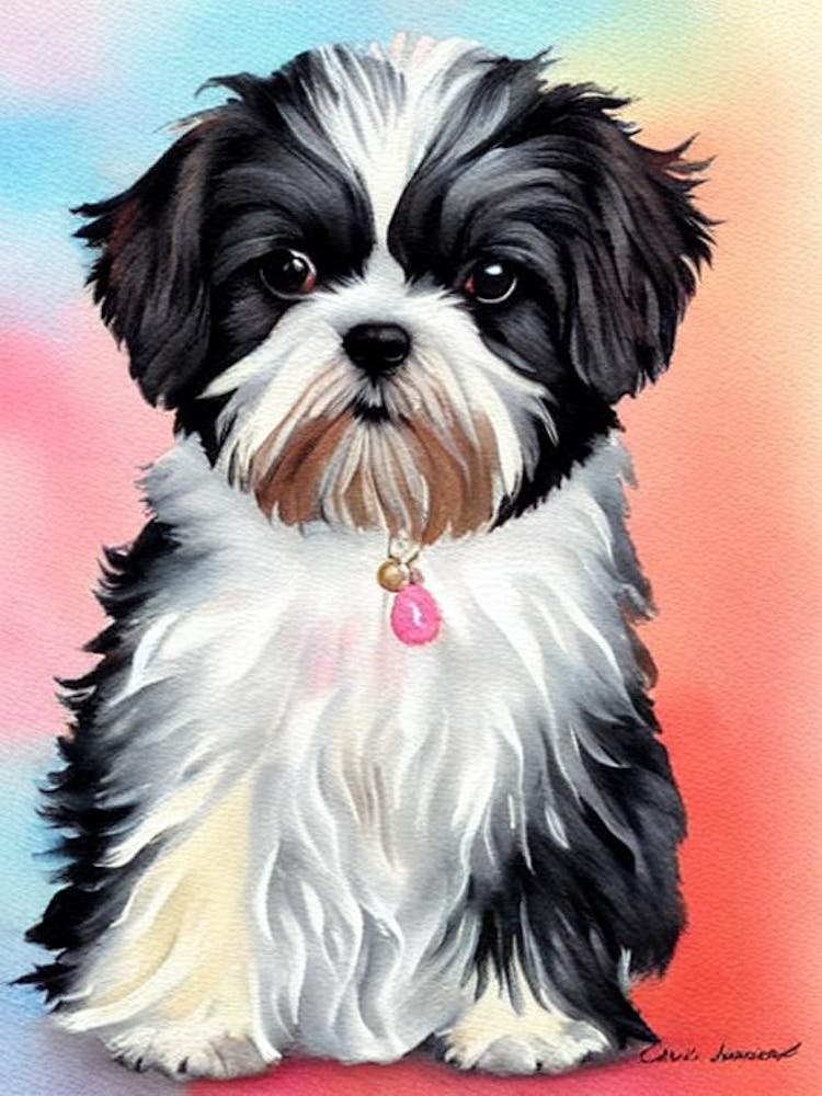 Shih Tzu 3 Watercolour Dog