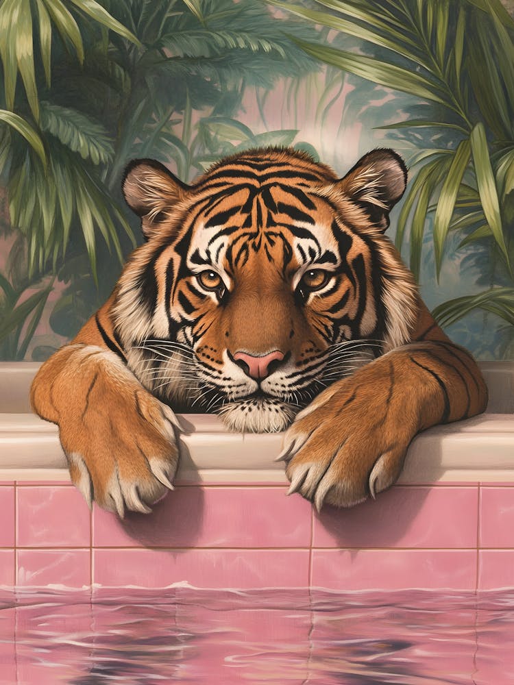 Tiger In The Pool