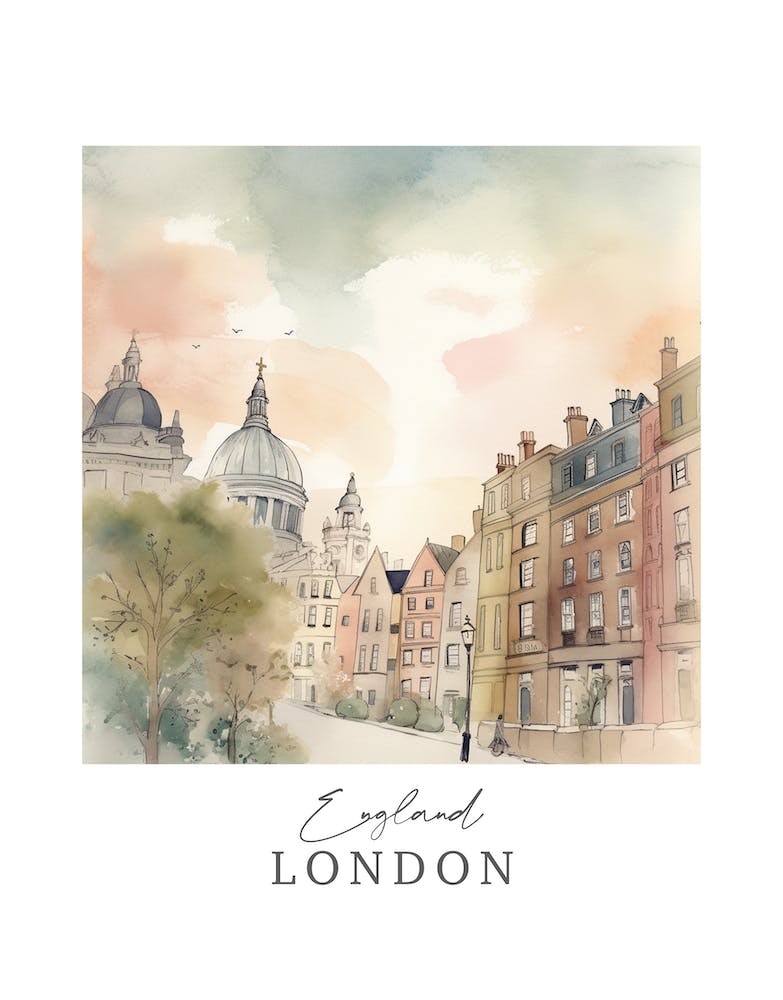 England London Storybook 2 Travel Poster Watercolour