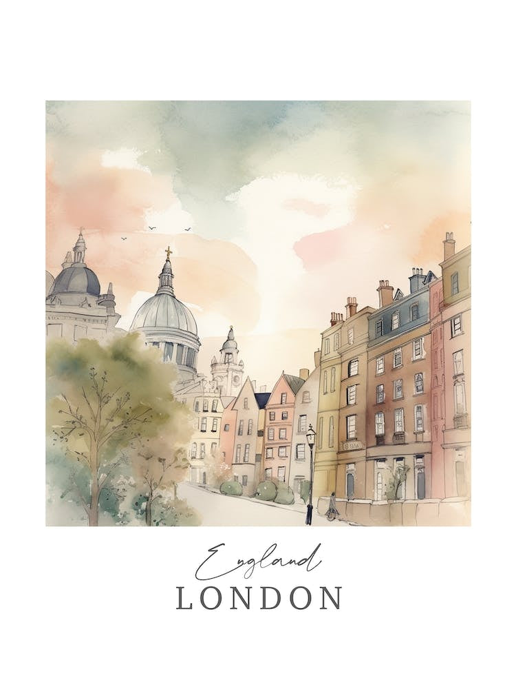 England London Storybook 2 Travel Poster Watercolour