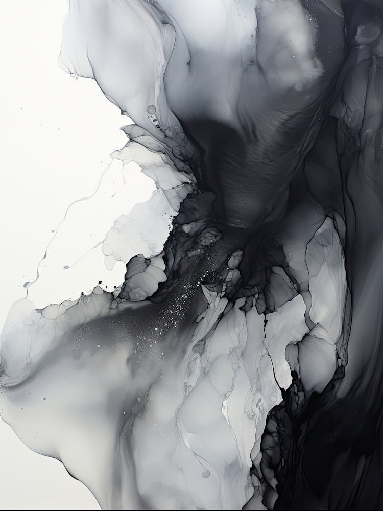 White And Black Flow Asbtract Painting 0
