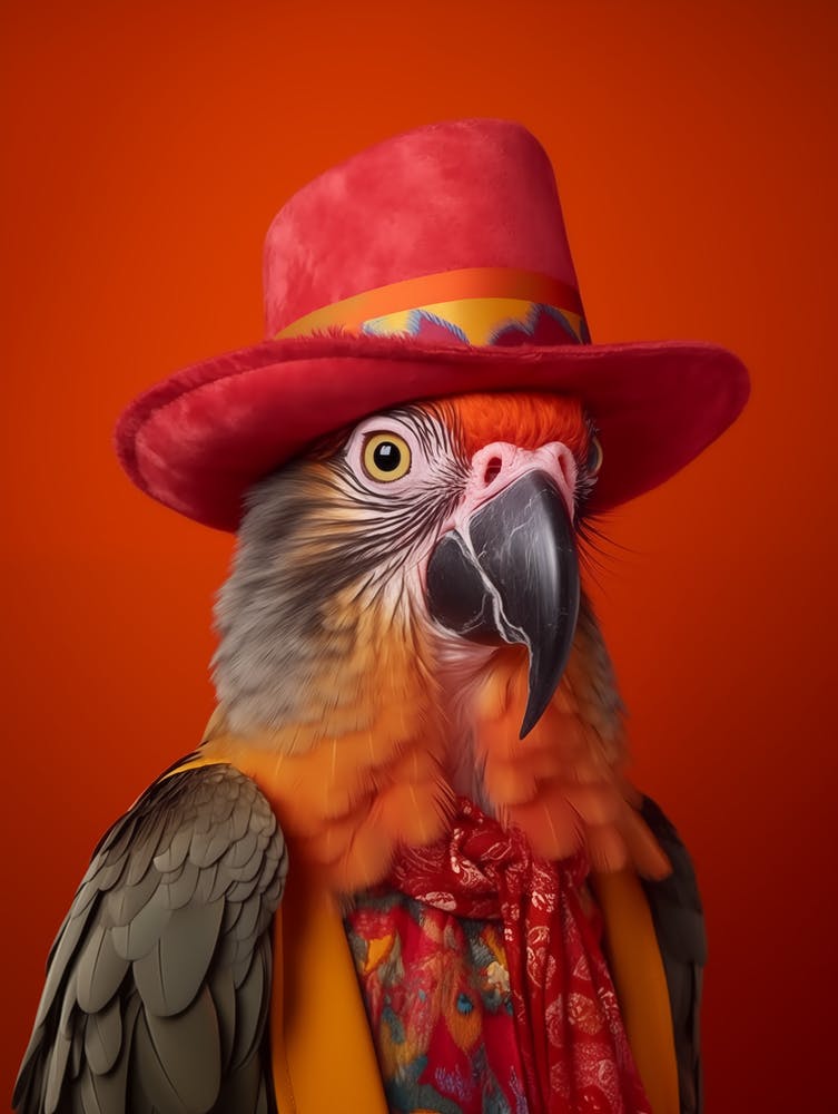 Macaw Parrot In Hat