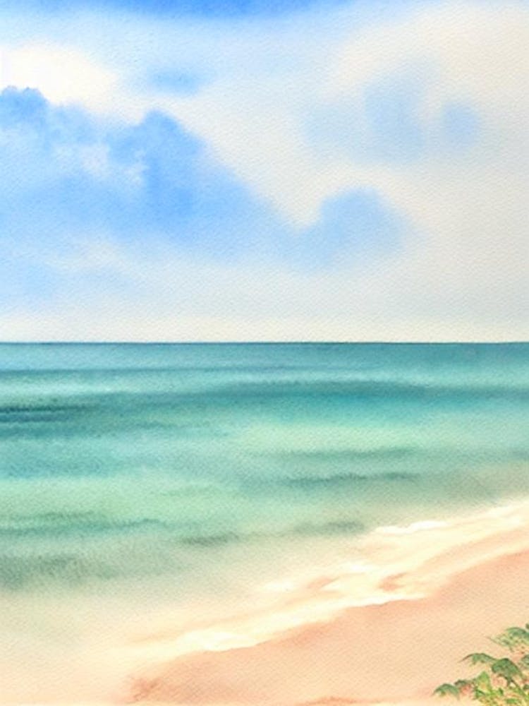 Cha Am Beach 3, Thailand Watercolour