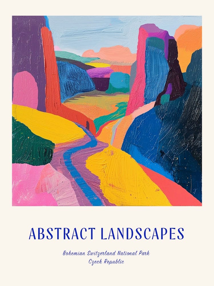 Colourful Abstract Bohemian Switzerland National Park Czech Republic 2 Poster Blue