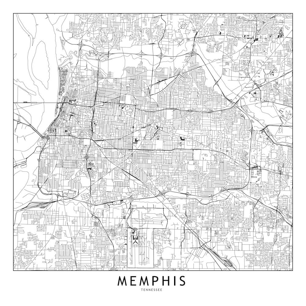 Memphis White Map Square
