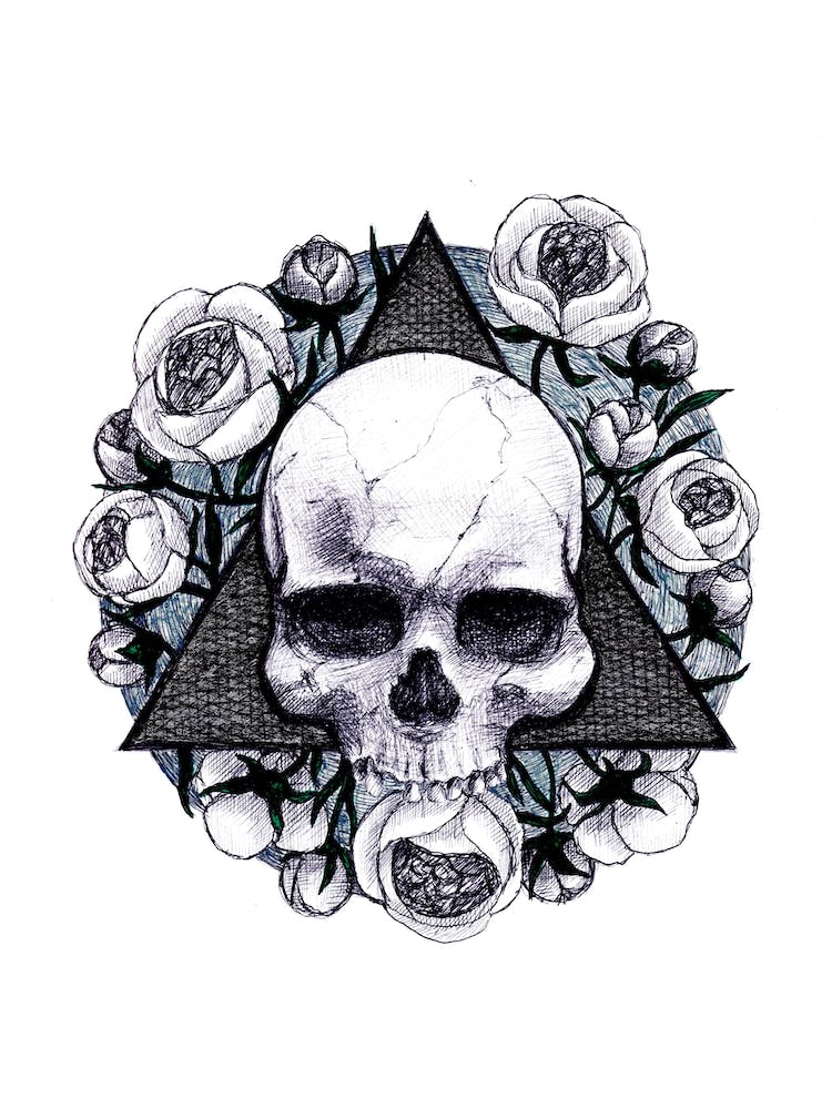 Skull And Flowers
