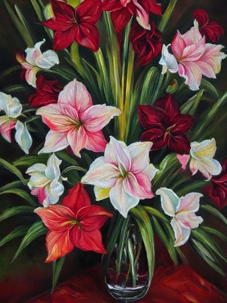 Amaryllis Stillleben Ölgemälde Blume