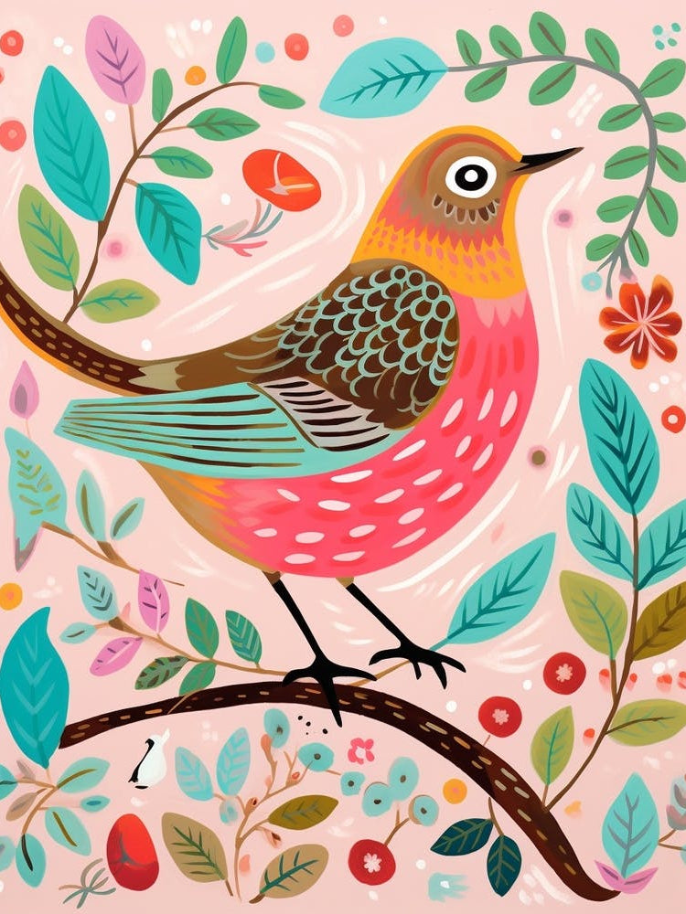 Pink Scandi Hermit Thrush 4