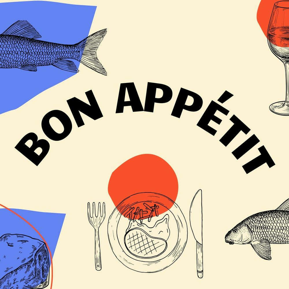 Bon Appetit Kitchen Poster Retro Drawing