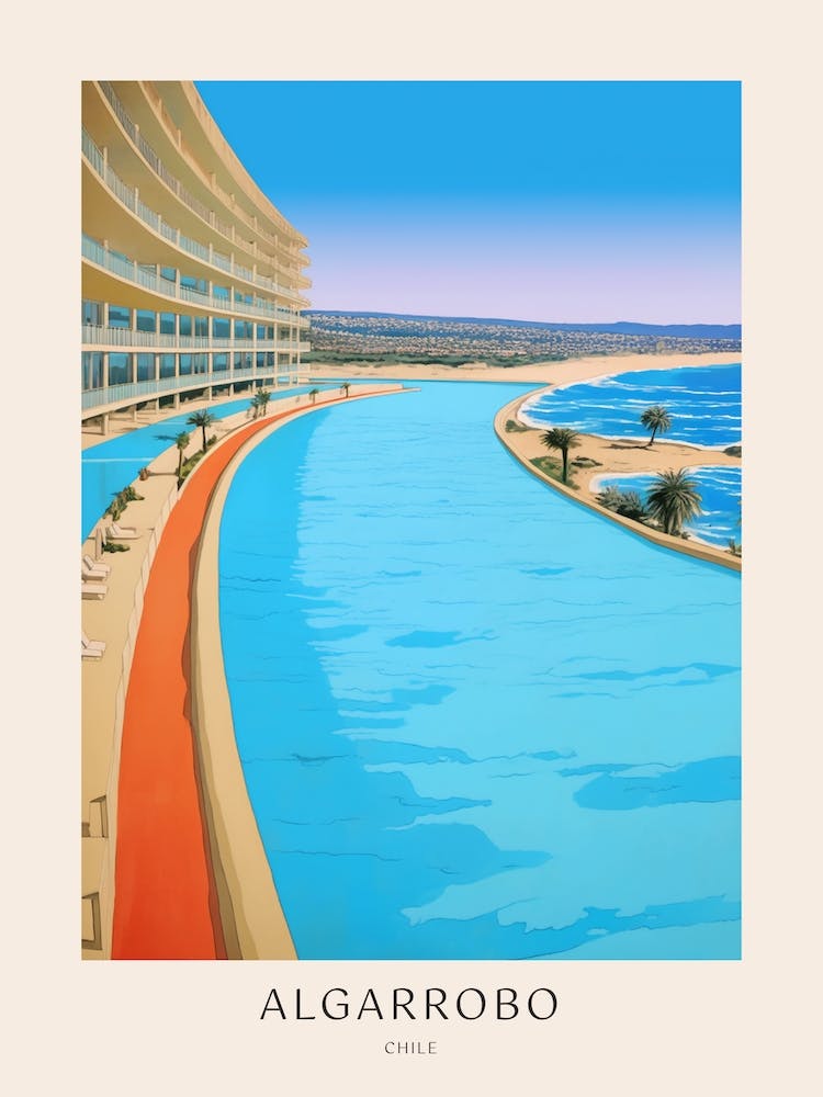 Algarrobo Chile Midcentury Modern Pool Poster