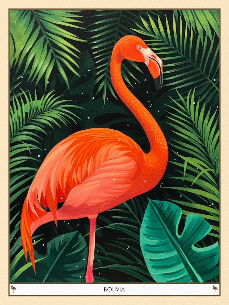 Greater Flamingo Bolivia Tropical Illustration 2 Poster