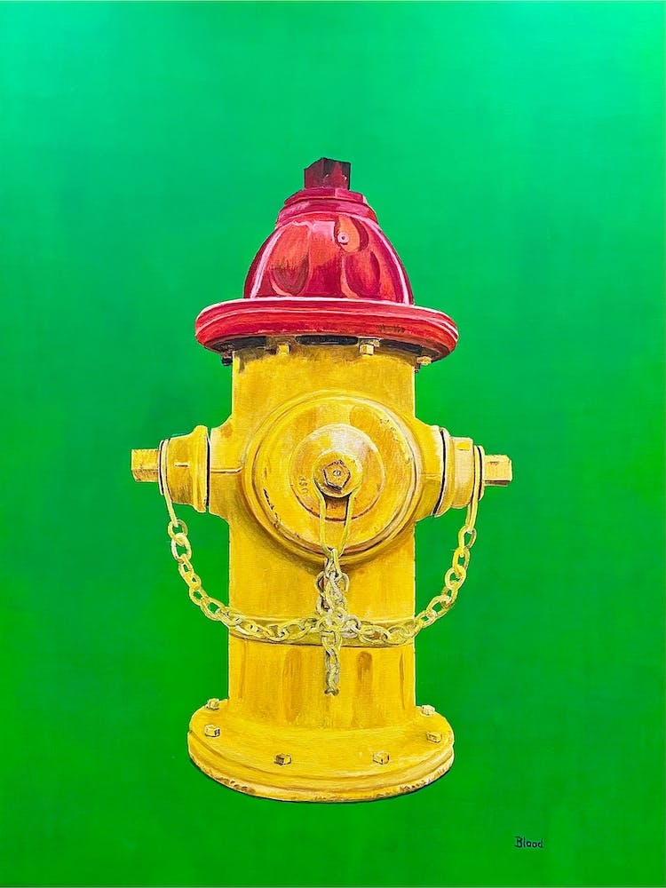Fire Hydrant As Pop Art On Neon Green