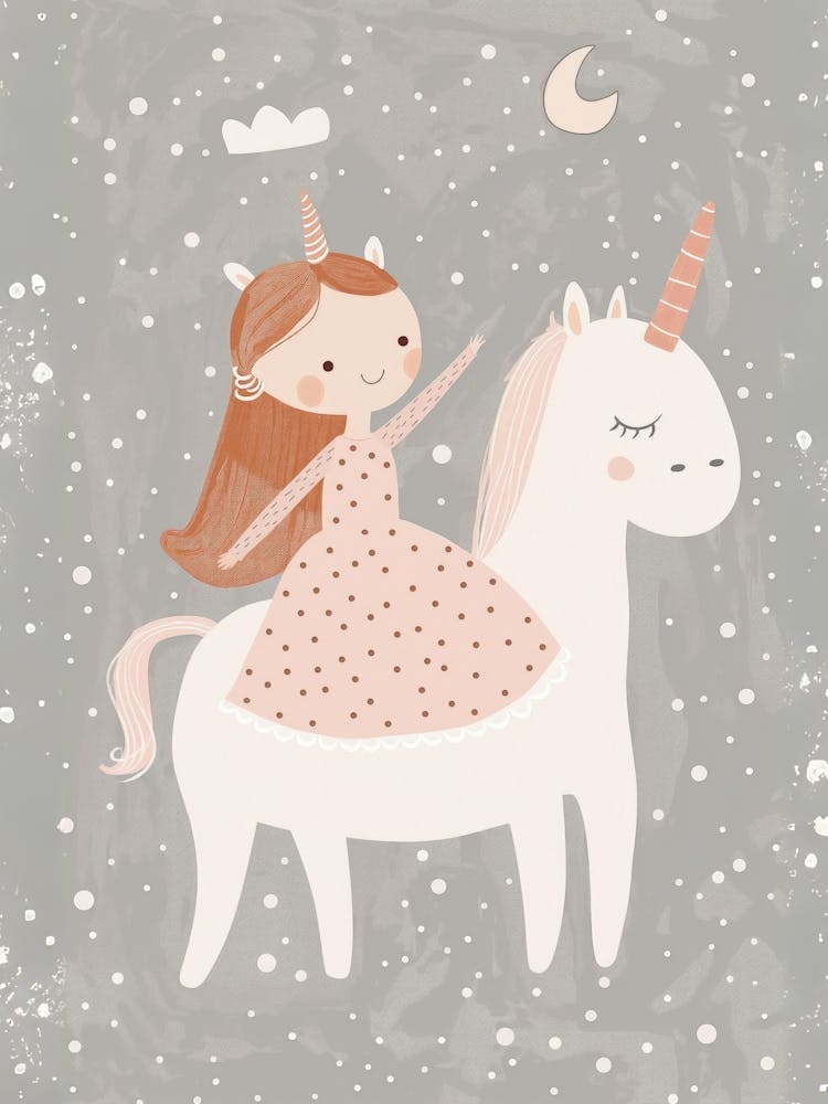 Little Girl Riding Unicorn