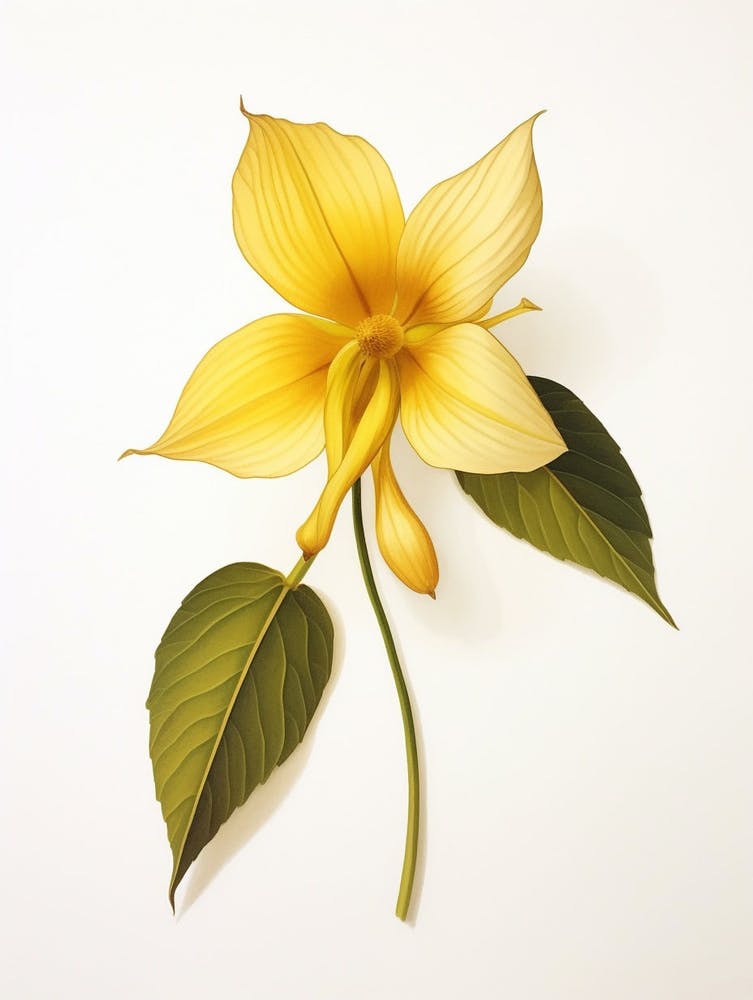 Gepresste Wildblumen Botanische Kunst Gelbe Dreiblatt