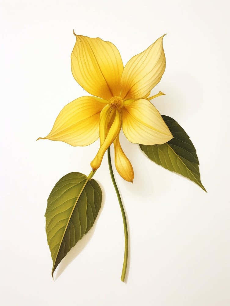 Pressed Wildflower Botanical Art Yellow Trillium