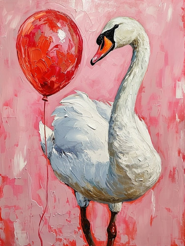 Cute Swan With Balloon