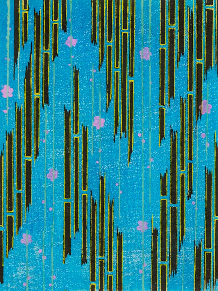 Vintage Ukiyo-e Woodblock Print Of Japanese Textile, Shima Shima, Furuya Korin (285)