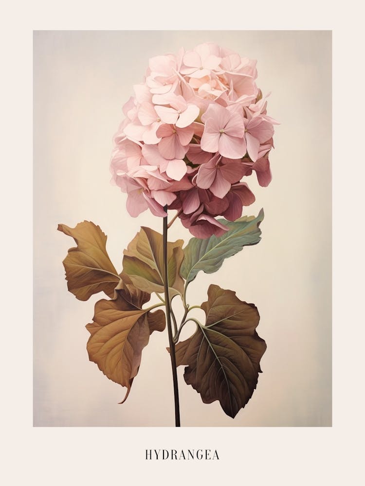 Floral Illustration Hydrangea 4 Poster