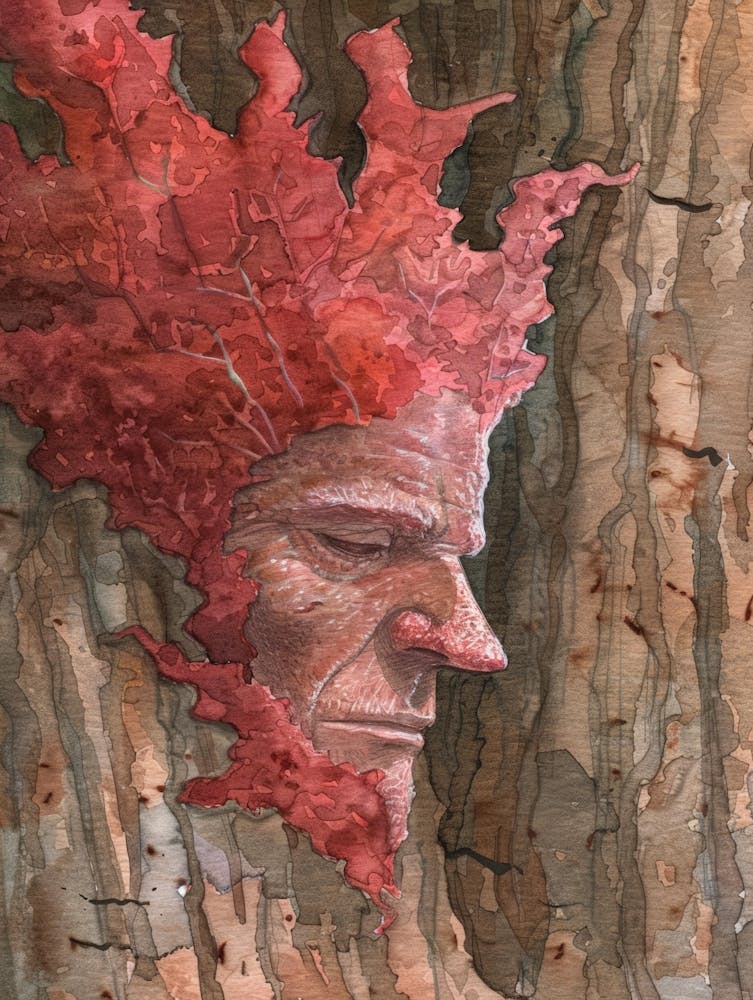 Roter Mann im Wald