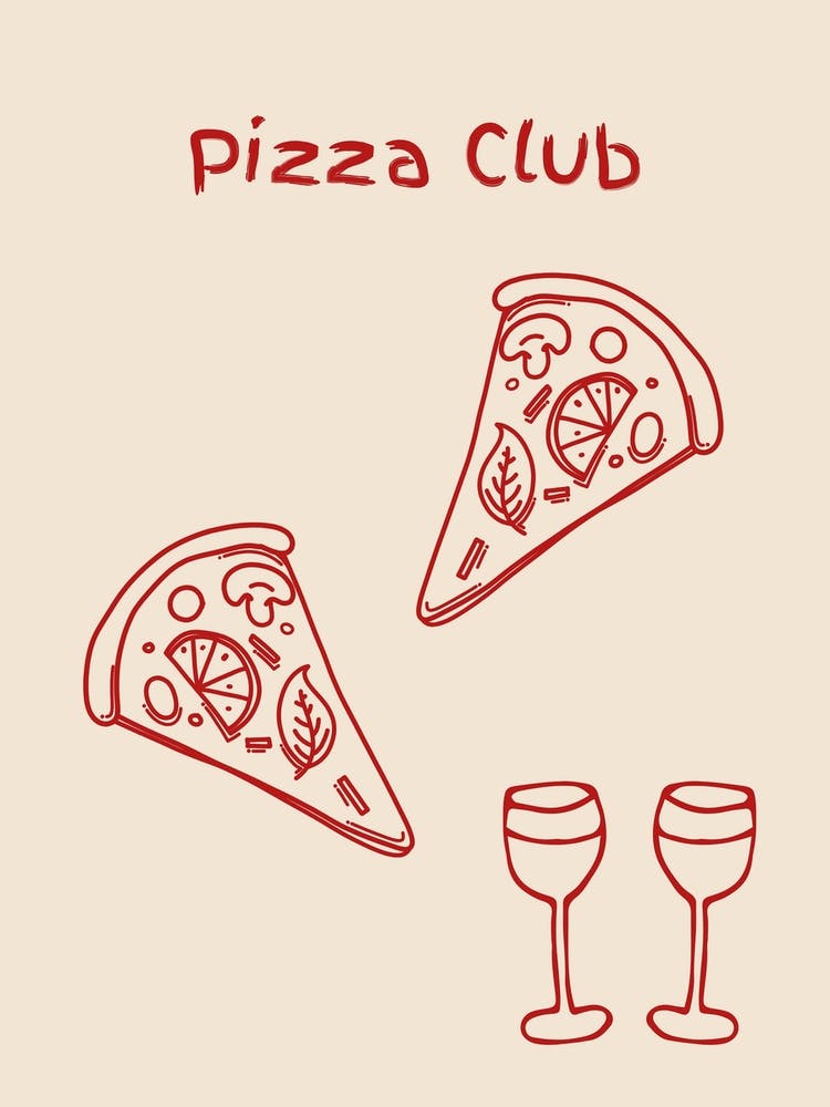 Pizza Club Poster Red