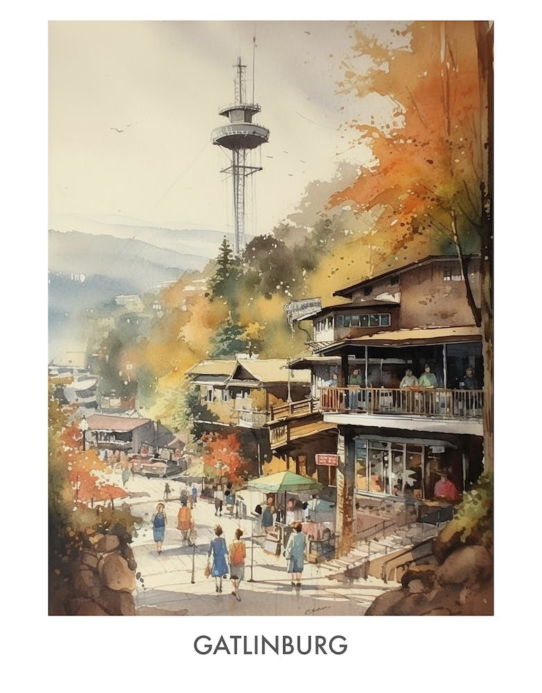 Gatlinburg Watercolor 3travel Poster