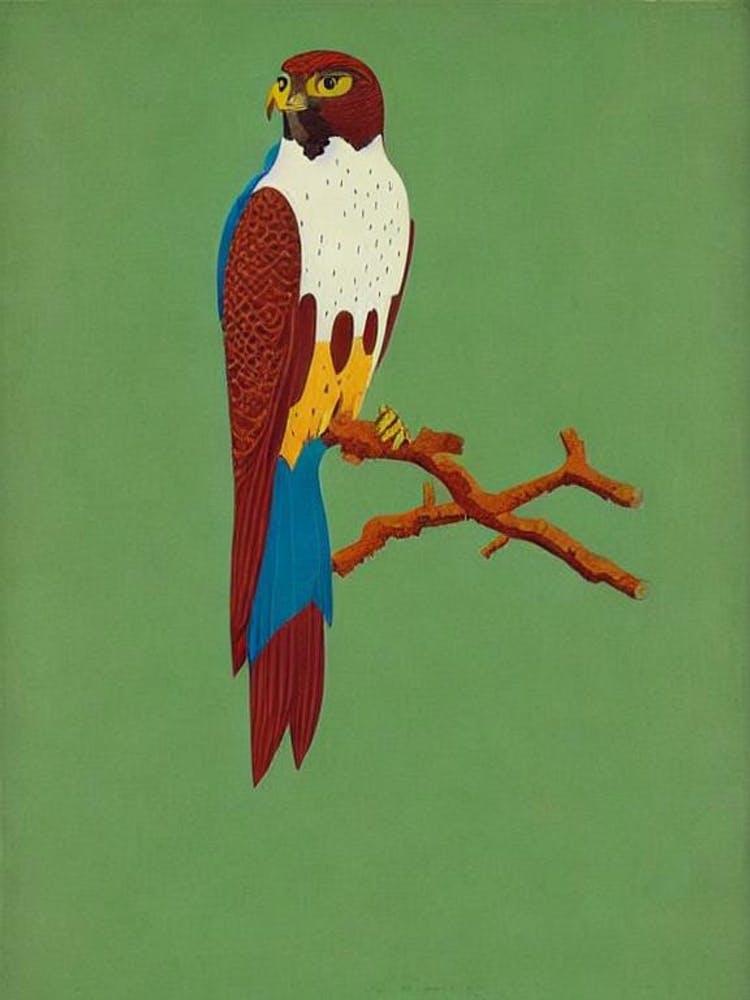Falcon Midcentury Illustration Bird