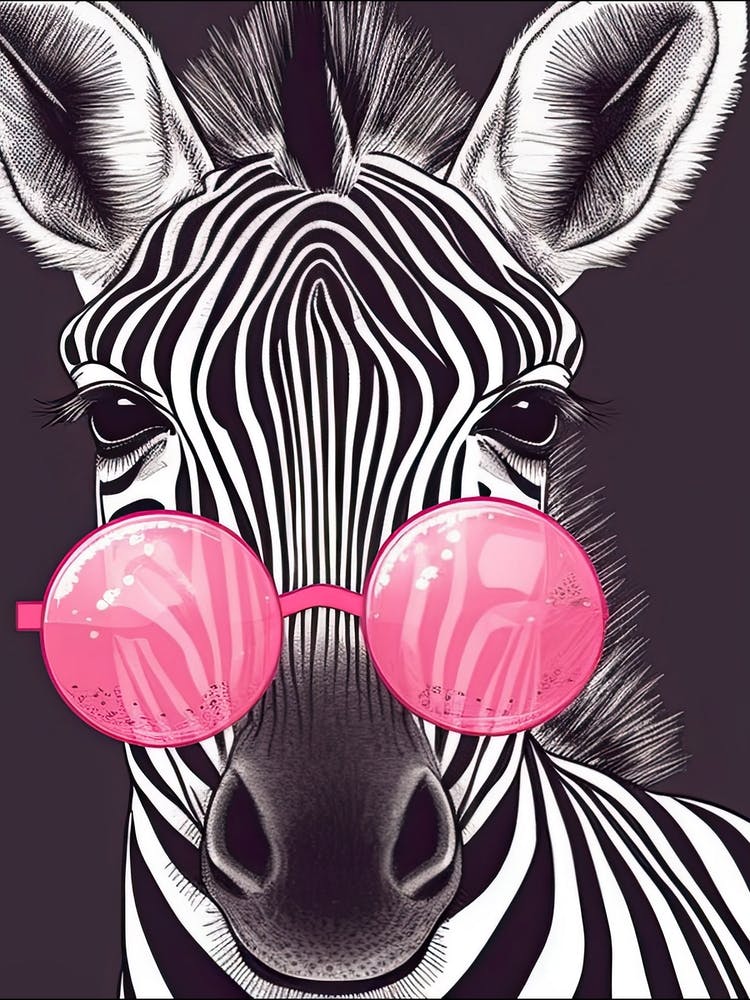 Portrait Funny Zebra Lips Pink S