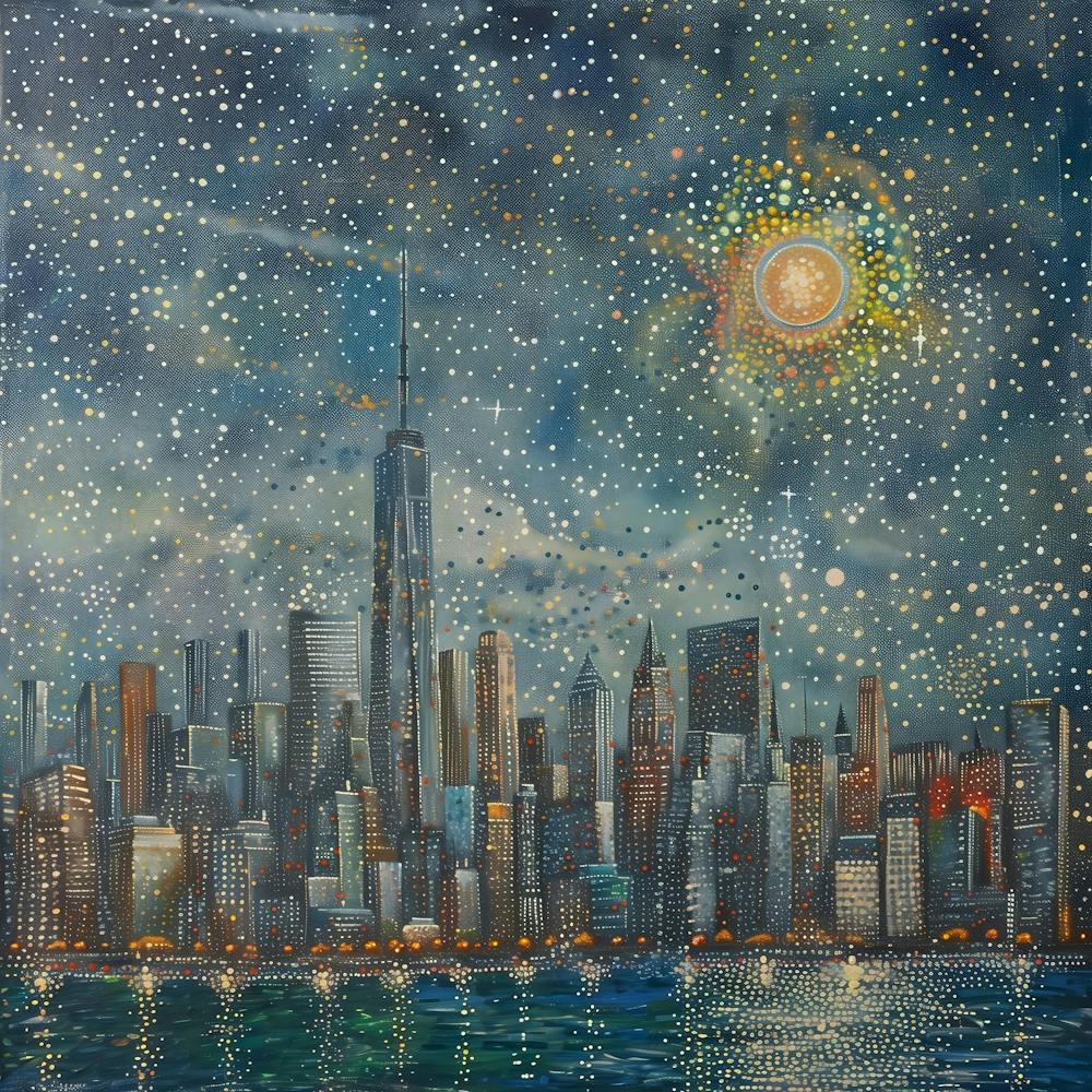Chicago Skyline, Tiny Dots, Pointillism