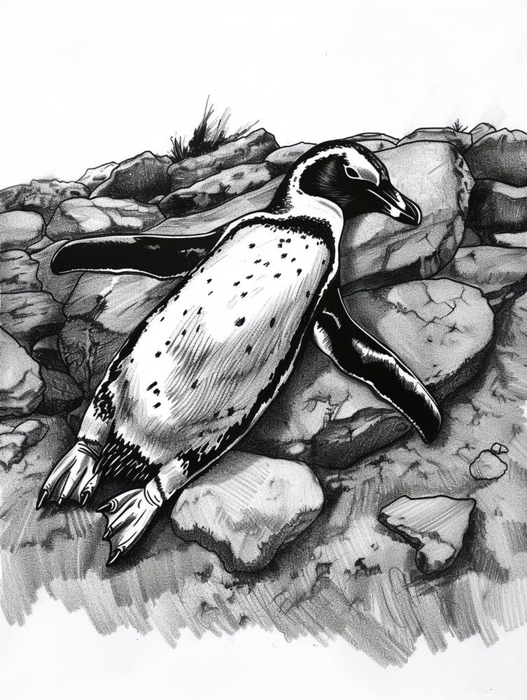 Emperor Penguin Sunbathing On Rocks 4