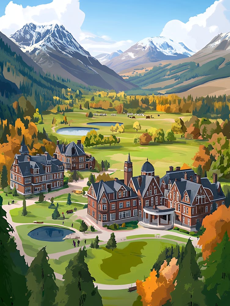 Mountain Lodge In Autumn