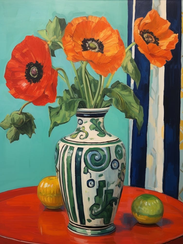 Flowers In A Vase Still Life Painting Poppy 4
